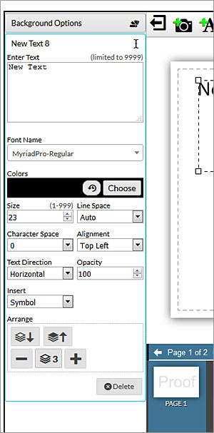 design online text box options